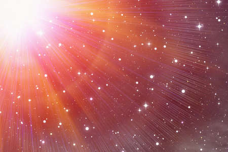 white flash on a space stars backgroundの写真素材