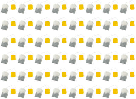 pattern of many new teabag on white backgroundの写真素材