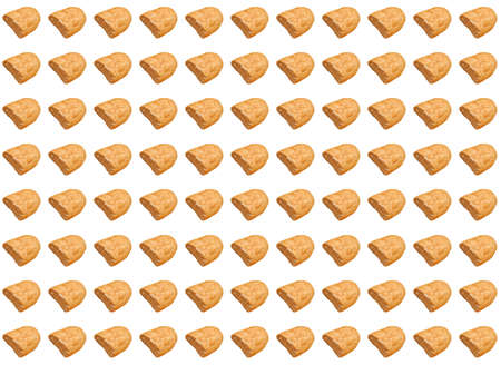 repeating pattern of a piece of white bread. Isolated on white backgroundの写真素材