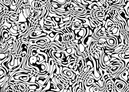 abstract background of intertwined mixed wavy black and white lines. Modern artの写真素材