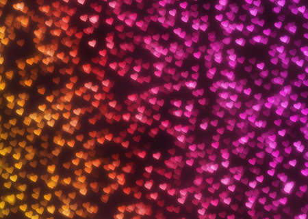 background of many painted glowing hearts. pattern of love symbolsの写真素材