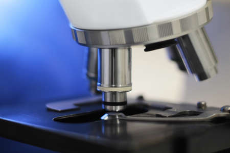 Microscope with blue background