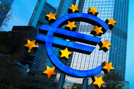 Frankfurt - Euro Sculpture in Front of the old European Central Bank Building