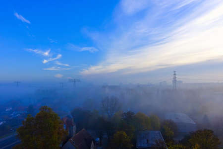 View over the eastern part of Berlin on a cloudy autumn dayの写真素材