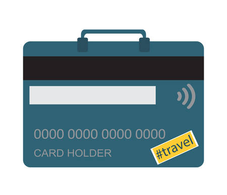 Travel and shop with credit card and luggage concept in flat design styleのイラスト素材
