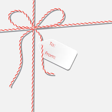 Background with twine lace and white paper gift label, vector illustration with copy placeのイラスト素材