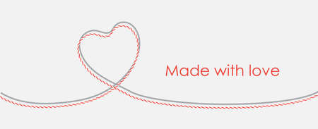 Card with twine lace heart and copy place, vector illustration EPS 10のイラスト素材