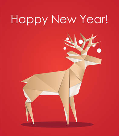 Origami deer, Christmas greeting cardのイラスト素材