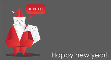 Christmas card with origami Santa. Vector illustration with copy spaceのイラスト素材