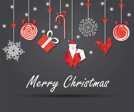 Christmas hanging flat icon with copy space. Vector illustrationのイラスト素材