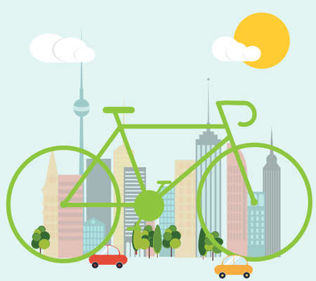 Cycling in the city, ecology concept, vector illustrationのイラスト素材
