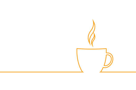 Simple flat line designe a cup of coffee. Vector illustration.の写真素材
