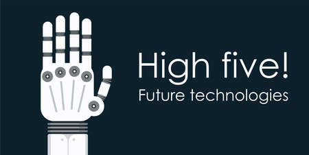 Modern robot hand palm. Flat vector backgroundのイラスト素材