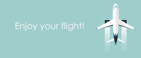 Flying plane isolated on blue background. Vector illustrtaionのイラスト素材