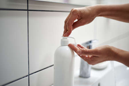 Hand washing, application of detergent. Prevention of the viral and bacterial infections. Fighting...