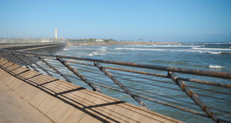 View of sea waves pounding on the headland. Atlantic ocean background. Seascape. Atlantic promenade. Nature backgroundの写真素材