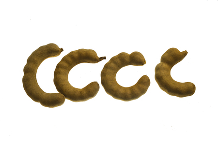 Pile of tamarind on white background.の写真素材