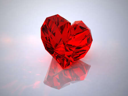 Ruby in the form of heartの写真素材