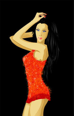 Beautiful sexy woman on an black backgroundのイラスト素材