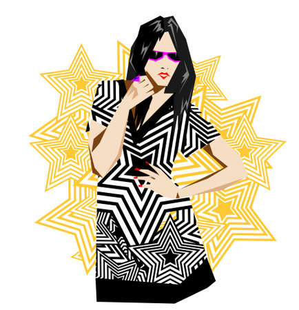 Fashion pop-art girl illustrationのイラスト素材