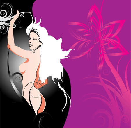 The having fun girl on an abstract backgroundのイラスト素材