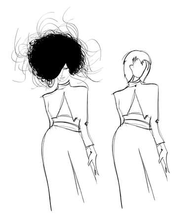 Hand-drawn fashion model. illustration.のイラスト素材