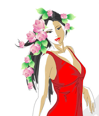 fashion model. spring girlのイラスト素材