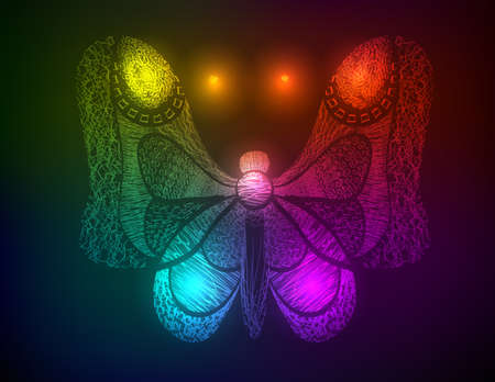 The neon butterfly. The butterfly in lightのイラスト素材