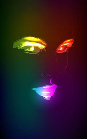 Hand-drawn fashion model from a light. illustration. A light girl's face.のイラスト素材