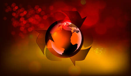 Recycle Symbol with Earth on abstract background. illustration.のイラスト素材