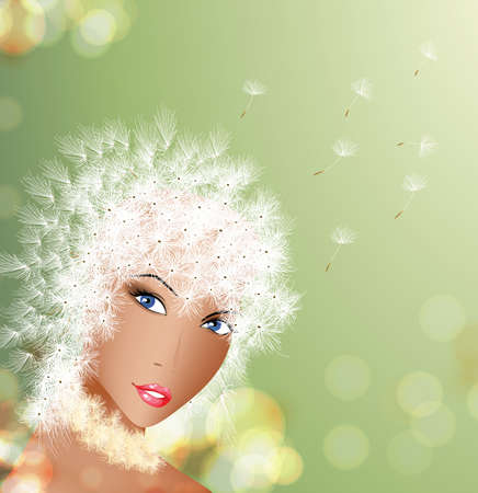 The girl-dandelion. An abstract summer illustrationのイラスト素材
