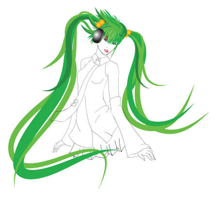 Hand-drawn anime fashion model. illustration.のイラスト素材