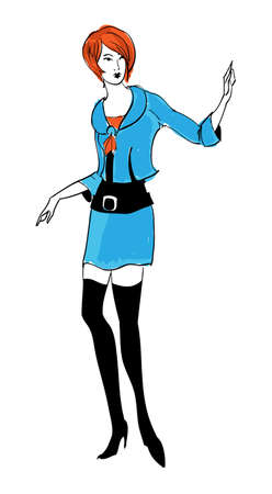 SKETCH. fashion girl. Hand-drawn fashion model. Vector illustration.のイラスト素材