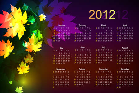 Maple autumn calendar 2012のイラスト素材