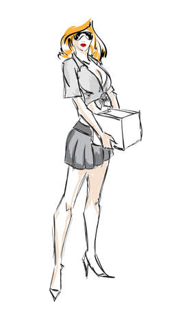 SKETCH  fashion girl  Hand-drawn fashion modelのイラスト素材