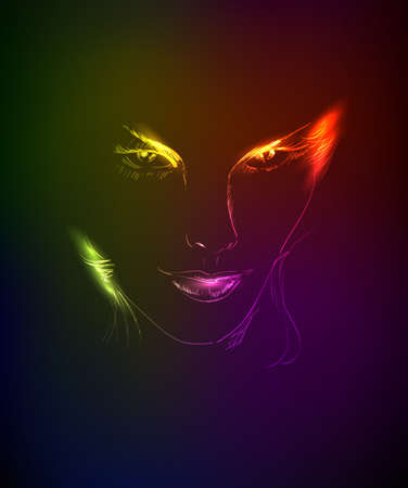 SKETCH. fashion girl. Hand-drawn fashion modelのイラスト素材