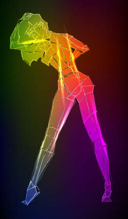 Hand-drawn fashion model from a neon. A light girl'sのイラスト素材