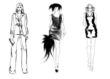 SKETCH  fashion girlsのイラスト素材