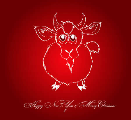 2015 year hand drawn background with a goat. Card for christmas and new yearのイラスト素材