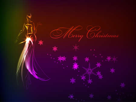 Christmas Girl and snow. Holiday card.のイラスト素材