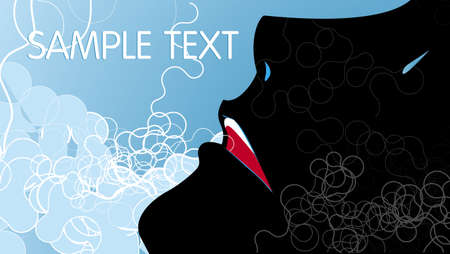 silhouette of a human face on the abstract blue background with intertwining linesのイラスト素材