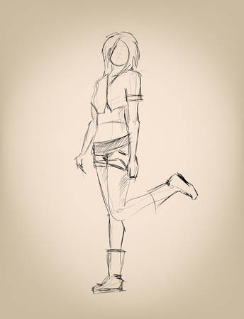 SKETCH. fashion girlsのイラスト素材