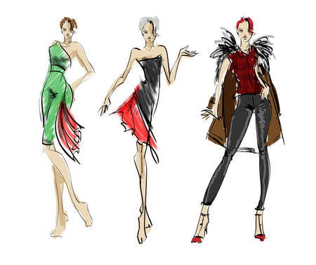 SKETCH. fashion girlsのイラスト素材