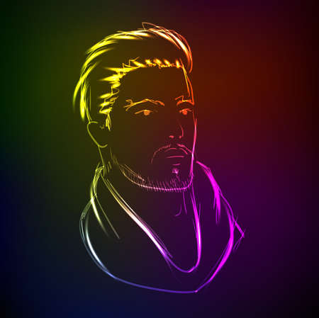 Sketch. Handsome stylish man showcasing street fashion