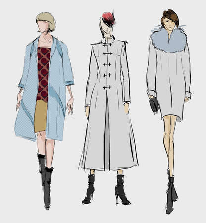 SKETCH. fashion girlsのイラスト素材