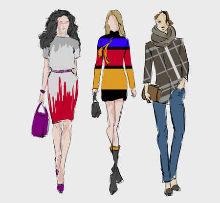SKETCH. fashion girlsのイラスト素材
