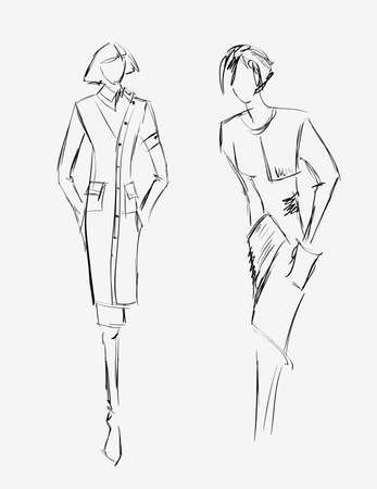 SKETCH. fashion girlsのイラスト素材