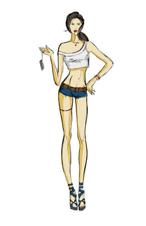 SKETCH. fashion girlsのイラスト素材