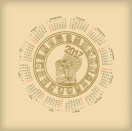 Calendar 2017 with maya symbolicsのイラスト素材