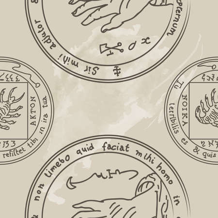 Texture with a repetitive pentacle pattern. Occult background. The magic sign.のイラスト素材